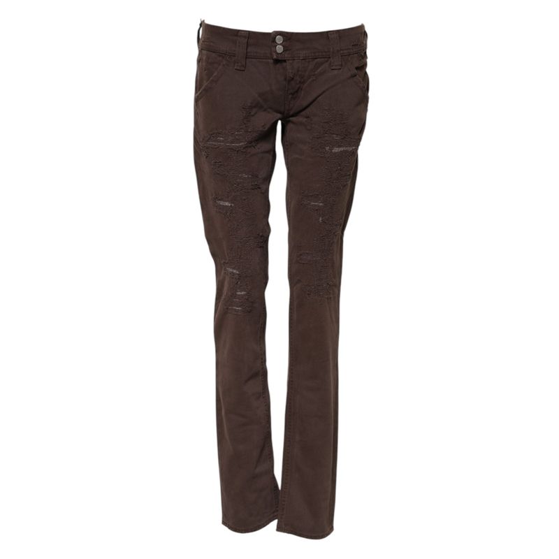 Cycle Brown Cotton Low Waist Skinny Casual Women's Jeans